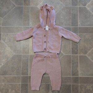 Carter's Baby Long Sleeve Hooded Sweater & Pants Cotton Acrylic Size 9m NEW